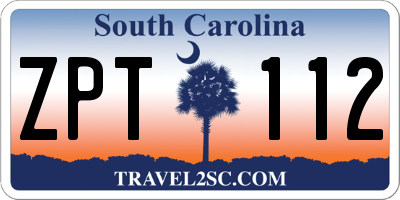 SC license plate ZPT112