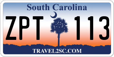 SC license plate ZPT113