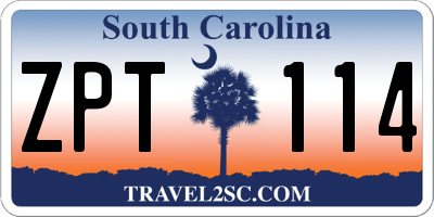 SC license plate ZPT114