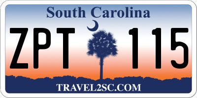 SC license plate ZPT115