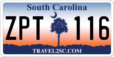 SC license plate ZPT116