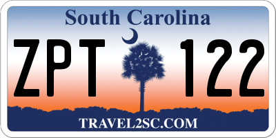 SC license plate ZPT122