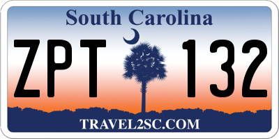 SC license plate ZPT132
