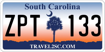 SC license plate ZPT133