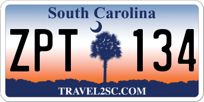 SC license plate ZPT134