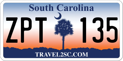SC license plate ZPT135