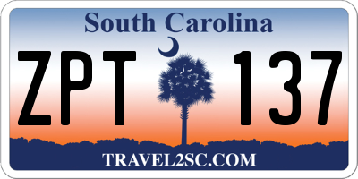 SC license plate ZPT137