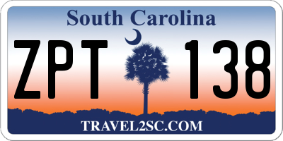 SC license plate ZPT138
