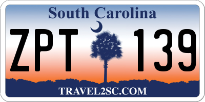 SC license plate ZPT139