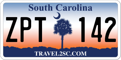 SC license plate ZPT142