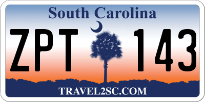 SC license plate ZPT143