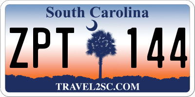 SC license plate ZPT144