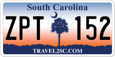 SC license plate ZPT152