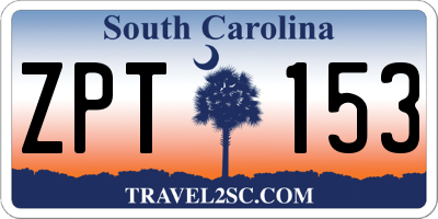 SC license plate ZPT153