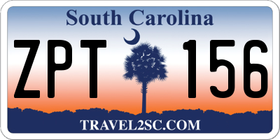 SC license plate ZPT156