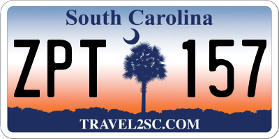SC license plate ZPT157