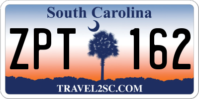 SC license plate ZPT162