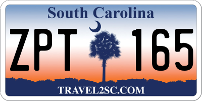 SC license plate ZPT165