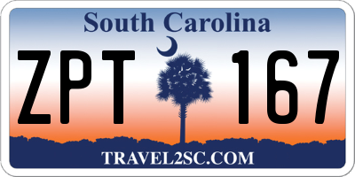 SC license plate ZPT167