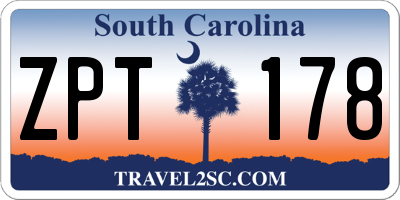 SC license plate ZPT178