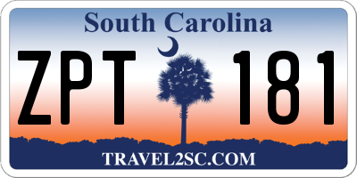 SC license plate ZPT181