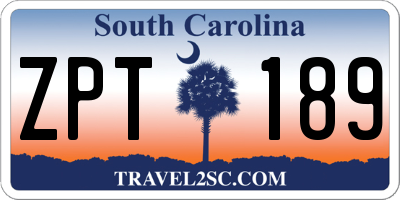 SC license plate ZPT189