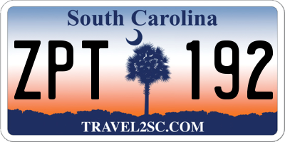 SC license plate ZPT192