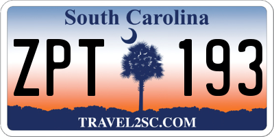 SC license plate ZPT193