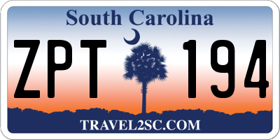SC license plate ZPT194