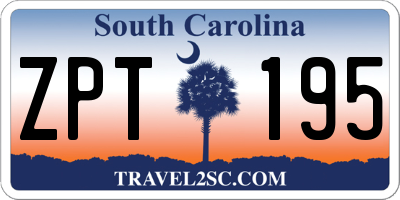 SC license plate ZPT195
