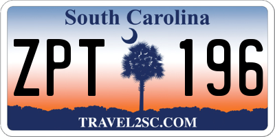 SC license plate ZPT196