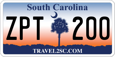 SC license plate ZPT200