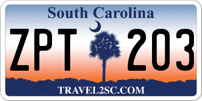 SC license plate ZPT203