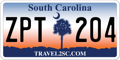 SC license plate ZPT204