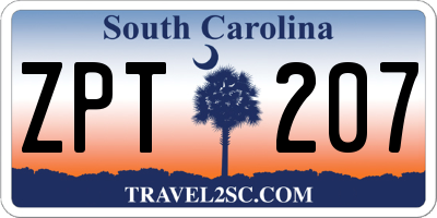 SC license plate ZPT207