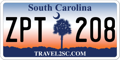 SC license plate ZPT208