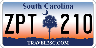SC license plate ZPT210