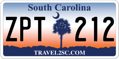 SC license plate ZPT212