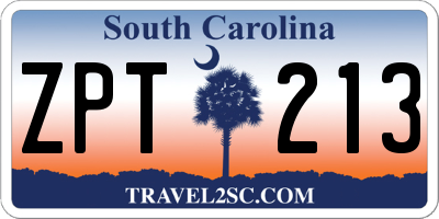 SC license plate ZPT213