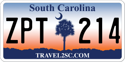SC license plate ZPT214