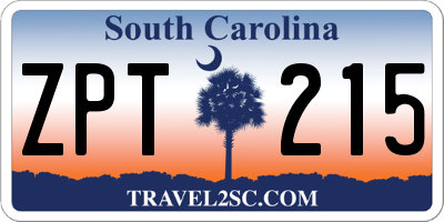 SC license plate ZPT215