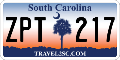 SC license plate ZPT217