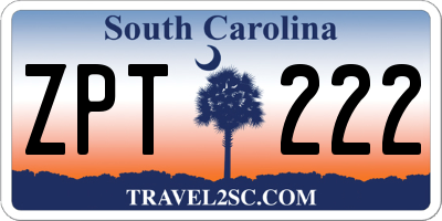 SC license plate ZPT222