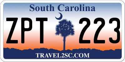 SC license plate ZPT223