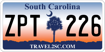 SC license plate ZPT226