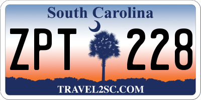 SC license plate ZPT228