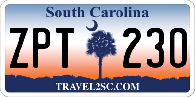 SC license plate ZPT230
