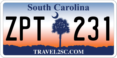 SC license plate ZPT231