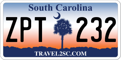 SC license plate ZPT232