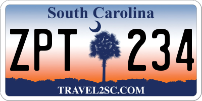 SC license plate ZPT234